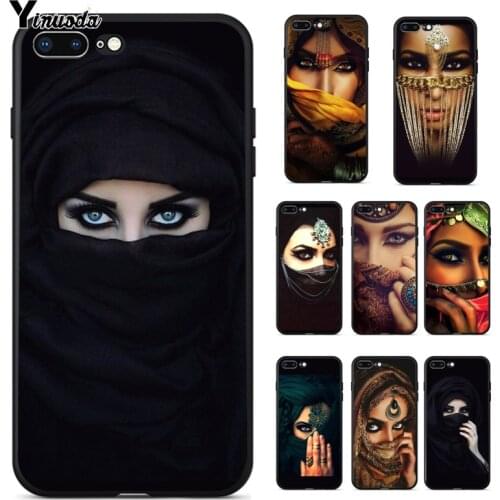 Yinuoda Arab Sexy veil women eyes TPU black Phone Case Cover Shell for iPhone 8 7 6 6S Plus 5 5S SE XR X XS MAX Coque Shell