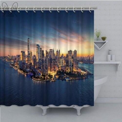 Beatuful London Bathroom Curtain New York City Night Scene Waterproof Shower Curtain Polyester Fabric Bath Curtain Bathing Cover