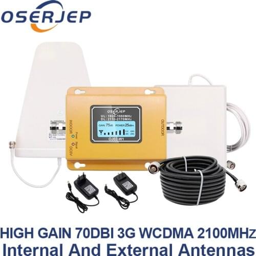 LCD display 3G 2100mhz WCDMA Repeater 3g cellular signal amplifier Amplifier + LPDA /Panel Antenna
