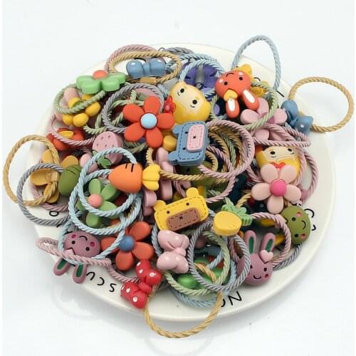 10 Pcs Girls Children Cute Cartoon Animal Flower Elastic Hair Bands Baby Lovely Bow Nylon Rubber Band Gift Kids Hair Accessories