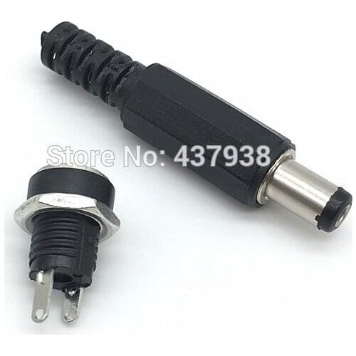 10Ppcs DC-022B 5.5x2.5mm 5.5 X 2.5 mm Female DC Power Adapter DC Jack Connector DC022B DC Power Plug Male 5.5*2.5mm