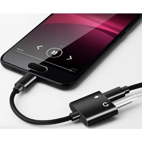 2 In 1 Type-C To 3.5MM Audio Adapter Cable Charging Port Earphone Type-C Audio Cbale AUX Adapter Cable Headset Calling Android