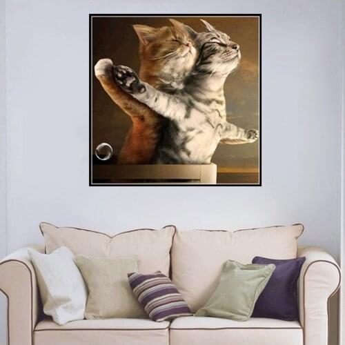 5D DIY Diamond Painting Cat couple princess hug Animal Crystal Embroidery Cross Stitch Christmas Gifts Wedding decoration