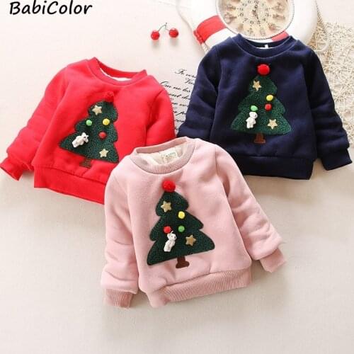 BabiColor Winter Plus Velvet Sweaters Baby Girls Clothes Toddler Warm Sweater Coats Children Rabbit Thicken Tops
