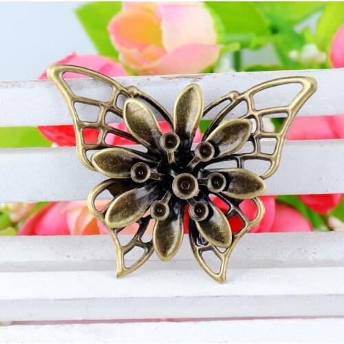 Free shipping Retail 2Pcs Antique Bronze Filigree Butterfly Embellishment Metal Crafts Gift Decoration DIY Findings 4.5x3.5cm