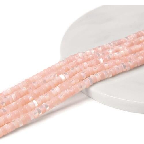 2x4mm Natural Pink Shell Beads Cylinder Mother of Pearl Shell Loose Beads for Jewelry Making DIY Bracelet Necklace Earrings 15"