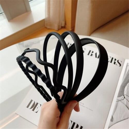 2021 Black Frosted Waved Toothed Headband Hair Clip Men Women Unisex Hair Band Casual Adult Sports Headwear Accessories