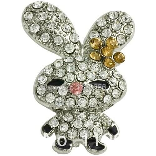 Cheap Rhinestone Jewelry Kids Party Dress Brooch Cute Mini Rabbit Brooch For Children Gift Women Broach Clothing Decor X1389