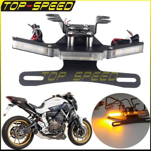 For YAMAHA Motorcycle Rear Tail Tidy LED Flash Turn Signal Light License Plate Mount Bracket Holder MT-07 FZ-07 2014-2020
