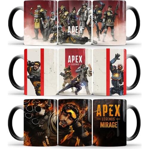 Dropshipping 1Pcs New 350ml Legends Color Changing Mug for Apex Game Player Ceramic Coffee Milk Cups Cold Water Color Change Mug