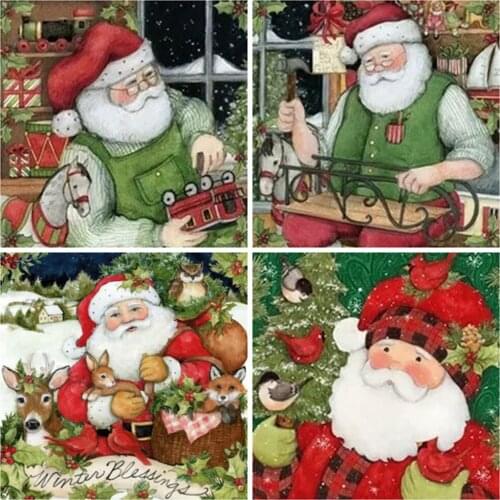 EverShine Diamond Mosaic Christmas Picture Rhinestones Diamond Painting Full Square Cartoon Cross Stitch Santa Claus Handicraft