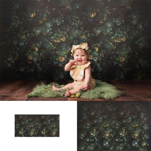 Floral newborn photography backdrop oil painting green flower photo booth background kids newborn portrait photographic studio