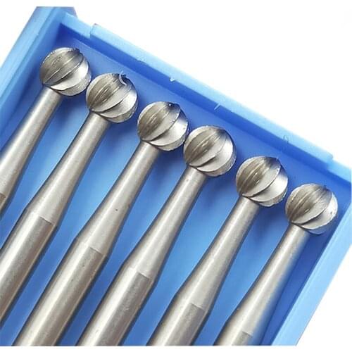 6pcs Alloy tungsten steel round burs Olive Amber Engraving carving knife End Mill Woodworking Router Bit Wood Milling Cutter