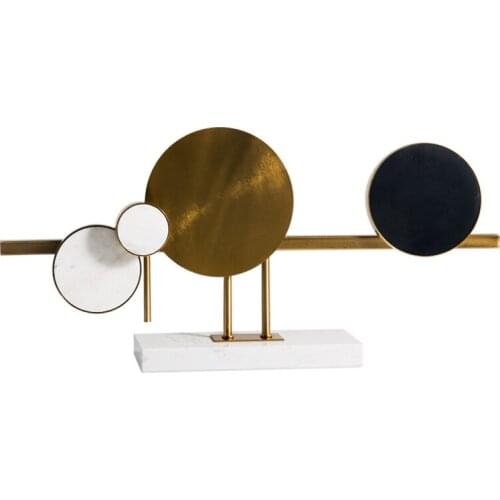 Living Room Furniture Light Luxury Soft Decoration Metal Circle Marble Foundation Ornament Decoration