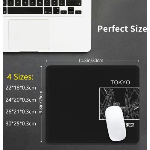 Kanji Tokyo City Mouse Pad DIY Print Kanji Japanese Asia Asian Anime Simple Style Symbol Dark Font