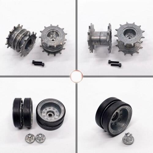 2Pcs Metal Drive/Guide/Road/Track Support Wheels Tires for 1/16 Henglong Bulldog RC Tank 3839-1 Spare Parts