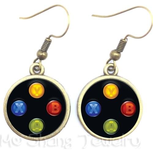 Creative Jewelry Art Picture Drop Earrings Geeky Perfect Gift Idea Men Video Game Controller Women 16mm Glass Dome Earrings