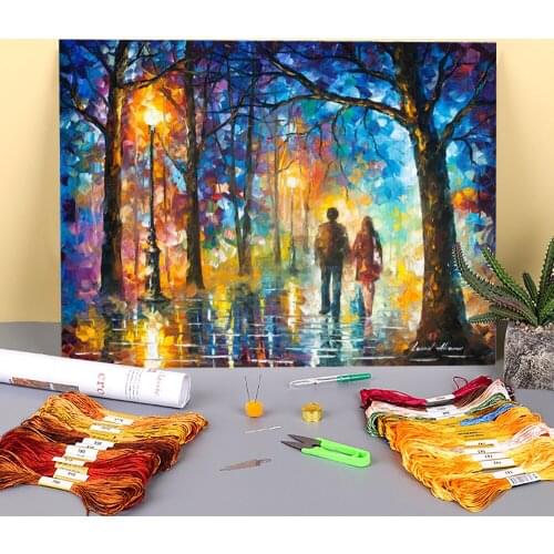 Love In The Air Printed Fabric 11CT Cross Stitch Set DIY Embroidery DMC Threads Painting Needlework Handiwork Promotions