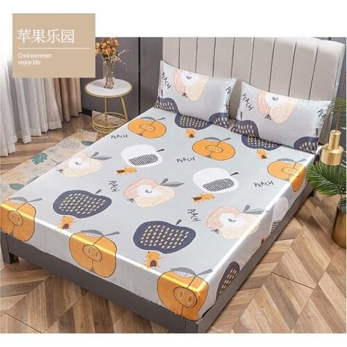 Floral Satin Mattress cover Set Ice Touch Satin Soft Silk Solid Bedsheet Fitted Sheet with Rubber Height 25cm King bed cover