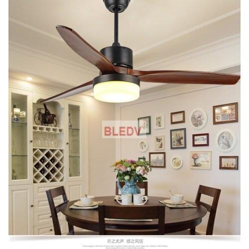 New LED Ceiling Fan For Living Room 220V Wooden Ceiling Fans With Lights 52 Inch Blades Cooling Fan Remote Fan Lamp
