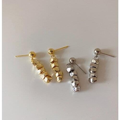 Origin Summer Alloy Irregular Square Long Dangle Earrings for Women Ladies 2 Designs Metallic Earrings Unusual Accessories