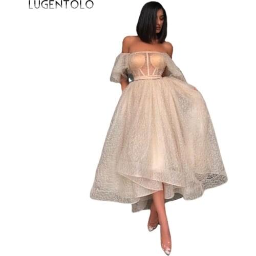 Princess Dress Women Sexy Breast Wrap Slim Party Dresses Slass Neck Female Empire Big Swing Backless Long Dress Lugentolo