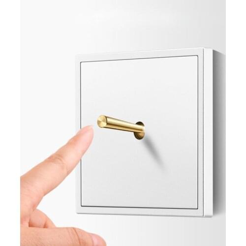 White Wall Vintage Brass Lever Toggle Switch 1-4 Gang 2 Way Flame Retardant PC Panel Wall Light Switch