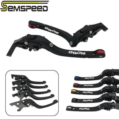 SEMSPEED GROM logo Motorcycle New Adjustable Foldable Only Brake Clutch Handle Levers For Honda MSX 125 GROM 2013-2018 2019 2020