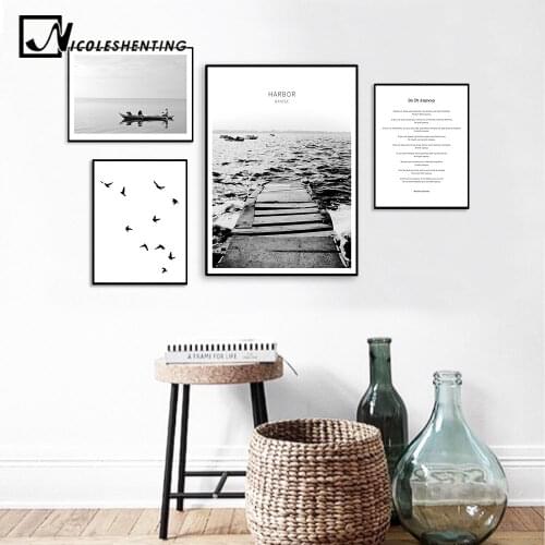 Scandinavian Sea Bridge Canvas Poster Motivational Minimalist Nordic Style Wall Art Print Painting Decoration Picture Home Decor