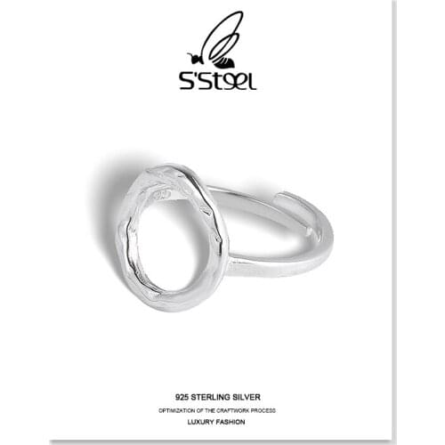 SSTEEL Vintage Rings For Women Sterling Silver 925 Minimalist Geometric Handmade Adjustable Ring Bijoux Femme Fine Jewellery