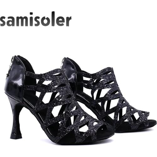 Samisoler Glitter Cut-Outs shoes woman latin dance shoes tango jazz dance shoes salsa Ballroom Fashion shoes dance 5CM-10CM