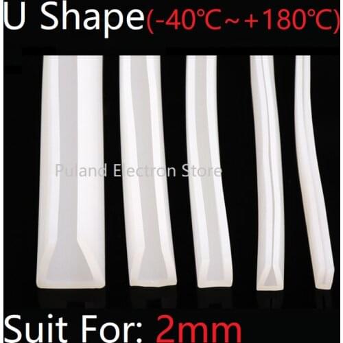 U Shape Seal Strip 2mm Channel Silicone Rubber Wrap Slid Window Car Door Shower Frameless Glass Edge Weatherstrip Soft Protect