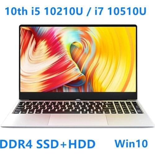 NEW 15.6 inch Ultra Slim Laptop Intel Core i7 10510U i5 10210U Windows 10 Metal Notebook Computer PC Netbook AC WiFi 4*USB