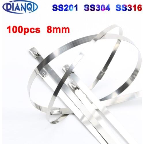 High Quality 100pcs 8mmx450mm Self-Locking Stainless Steel Zip Cable Tie Lock Tie Wrap