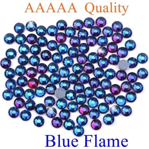 Top Quality! Blue Flame Hotfix Rhinestones SS6 SS10 SS16 SS20 SS30 Flatback Diamond Strass Crystals With Glue
