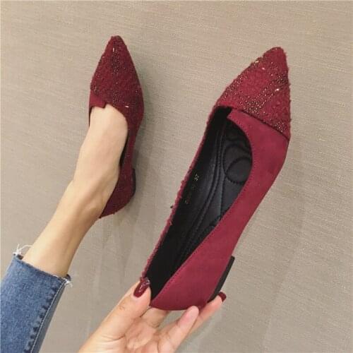 Ladies Flat Shoes Spring 2021 New Pointed Toe Shoes Fashion Simple Large Size Flat Shoes Soft Sole Non-slip Womens Shoes