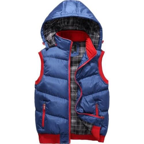 2020 New Fashion Vest Men Waistcoat Autumn Winter Cotton Hooded Sleeveless Jacket Man Couple Casual Hat Detachable Vests 4XL 5XL