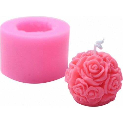 1Pcs Rose Ball Silicone Candle Mold Aromatherapy Candle Silicone Mold Home Decoration Flower Candle Silica Gel Mould For Candle