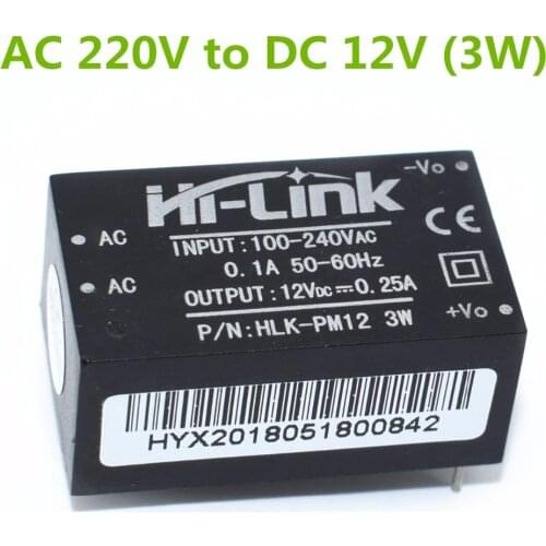 10pcs HLK-PM12 AC-DC 220V to 12V Buck Step Down Power Supply Module Converter Intelligent Household Switch