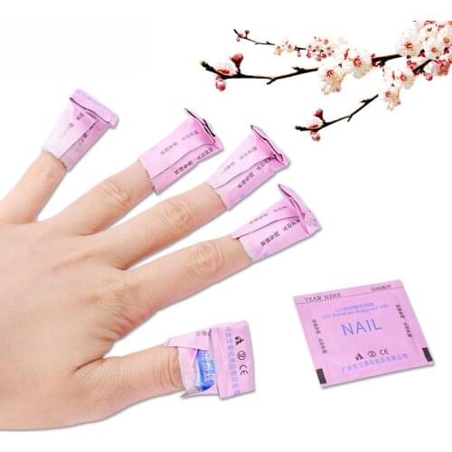 100pcs/set Nail Art Cleaner Acetone Sponge Nails Cleaning Removal Wraps Foil UV Gel Nail Polish Remover Wrap Pad Nail Art Tools