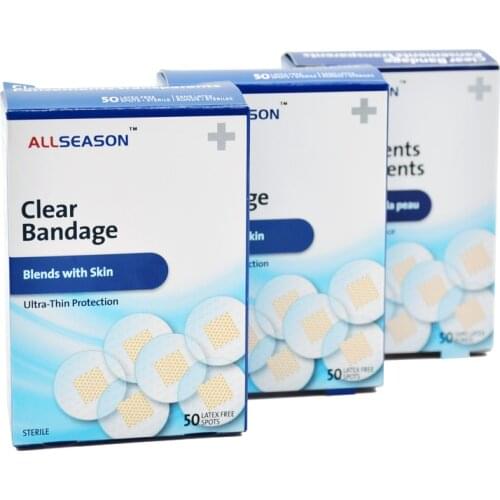 150pcs/3boxes Clear 2.2cm Diameter Waterproof Adhesive Bandages Band Aid Transparent Invisible Round Spot PU Emergency Supplies