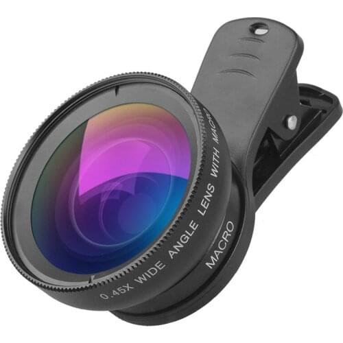 2in1 Lens 0.45X Wide Angle+12.5X Macro Lens Professional HD Phone Camera Lens For iPhone 8 7 6S Plus Xiaomi Samsung LG