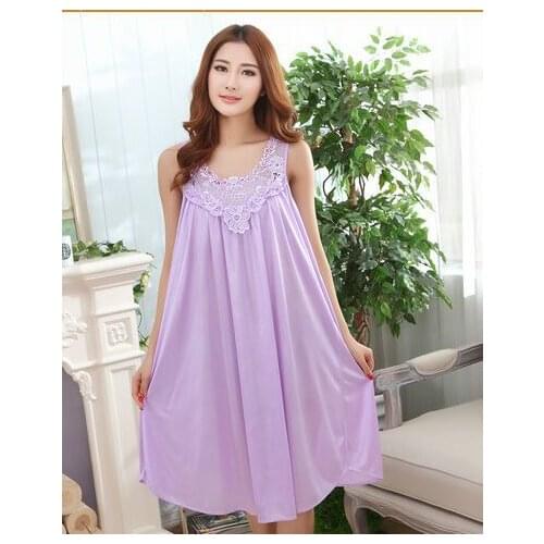 Nightgown fashionable sweet summer style plus-size emulation soft fabrics sexy lingerie free shipping