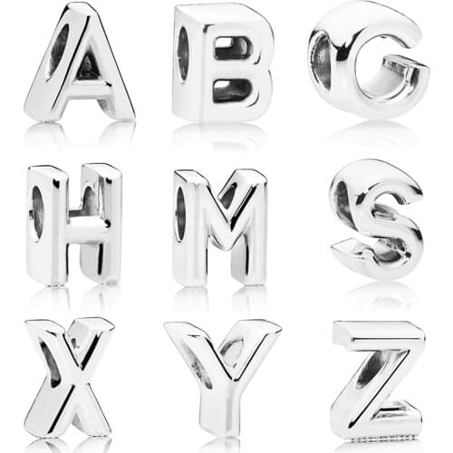 26 Letters ABC Charms Fit Original Pan Bracelet Women Family Name LOVE YOU MOM Letter Alphabet Beads for Jewelry Making DIY Gift