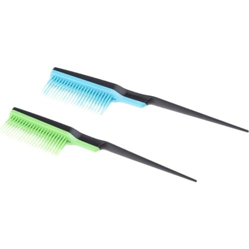 2x Green/Blue Plastic Backcombing Hair Brush Teasing Tapered Dress Out Comb