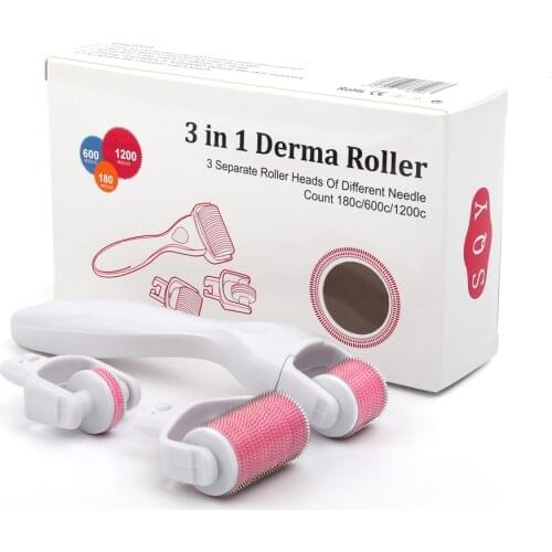 3 In 1 Titanium Needles DRS Derma Roller with 3 Head(1200+600+180 Needles) Derma Roller Kit