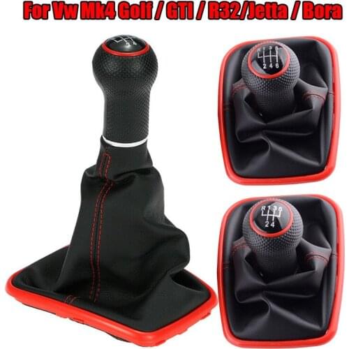 5/6 Speed Red Car Gear Shift Knob Lever Shifter Gaitor Boot For Volkswagen VW 1999-2004 Golf 4 IV MK4 GTI R32 For Bora Jetta MT