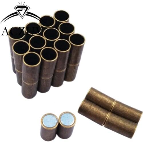 500Pcs 3mm 4mm 5mm 6mm 8mm Hole Antique Bronze Metal End Caps Magnetic Clasps for Round Leather Cord Jewelry Findings LMC006