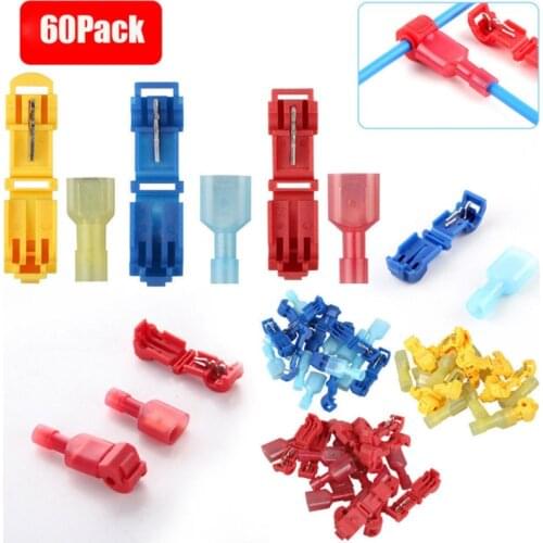 60/30PCS Wire Cable Connectors Terminals Crimp Terminal Scotch Lock Quick Splice 22-10AWG Electrical Car Audio Kit Tool Set