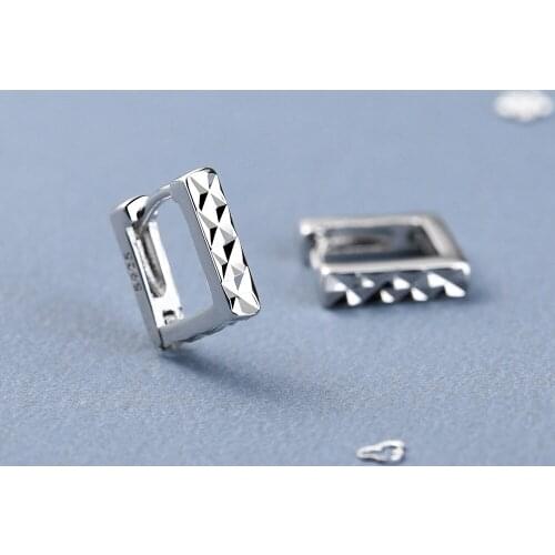 925 Sterling Silver Simple Square Charm Stud Earring For Women Girls Party Wedding Jewelry Pendientes Accessories eh680